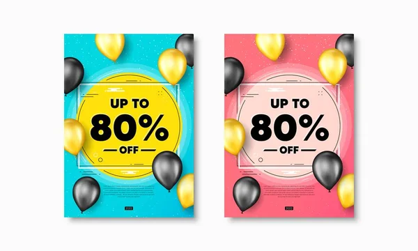 Tot Procent Korting Verkoop Flyer Posters Met Realistische Ballonnen Omslag — Stockvector