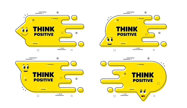 思考积极的动机引证 卡通面对着转型聊天泡沫 激励的口号 灵感的信息 想想积极的模式信息 角色聊天泡沫 — 图库矢量图片