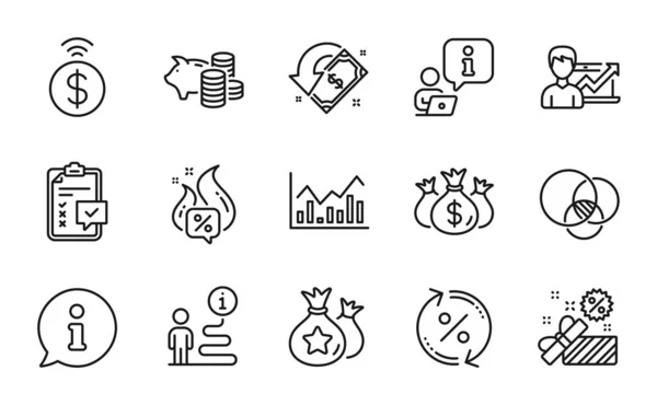 Finanzsymbole Gesetzt Eingebautes Symbol Als Checkliste Euler Diagramm Investitionszeichen Prüfen — Stockvektor