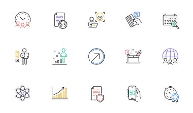 5g internet, en iyi sonuç ve web sitesi, yazdırma için grafik çizelgesi simgeleri. İnternet belgesi koleksiyonu, siber saldırı, oy kullanma ikonları. Kredi kartı, veri güvenliği. Vektör