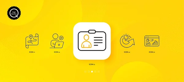 Share Idea Seo Statistics Card Minimal Line Icons Yellow Abstract — Stock Vector