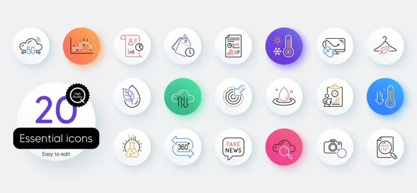 Simple Set Targeting Weather Thermometer Fake News Line Icons Include — Stock Vector