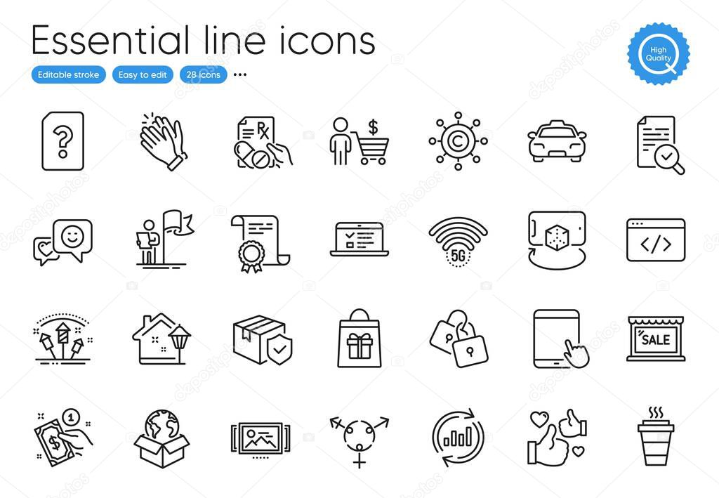 Leadership, 5g wifi and Taxi line icons. Collection of Locks, Update data, Clapping hands icons. Delivery service, Augmented reality, Like web elements. Inspect, Unknown file. Vector