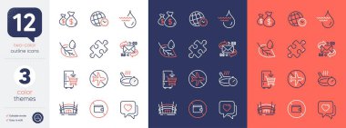 E-posta seti, hidroelektrik ve cüzdan hattı simgeleri. Uçuş modu, bulmaca, bozuk para torbası simgeleri dahil. Yaprak çiğ, kızartma tavası, buzdolabı ağı elementleri. Heart, Time Zone, Arena Stadyumu. Vektör