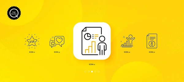 Heart Technical Info Business Report Minimal Line Icons Yellow Abstract — Stock Vector