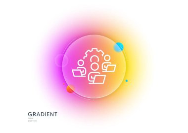 Takım çalışması simgesi. Gradyan bulanıklık düğmesi ve cam morfizmi. Uzaktan ofis işareti. Takım çalışanları sembolü. Şeffaf cam tasarımı. Takım çalışması simgesi. Vektör