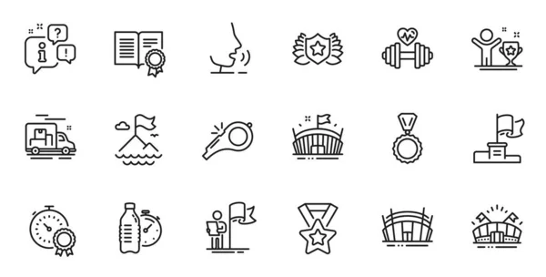 Outline Set Laureate Fitness Water Arena Stadium Line Icons Web — Stock Vector