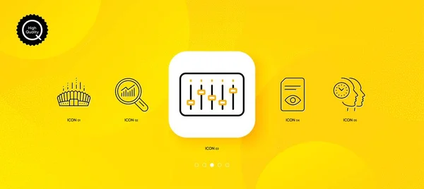 Zeitmanagement Controller Und Dokumentenansicht Mit Minimalen Zeilensymbolen Gelber Abstrakter Hintergrund — Stockvektor