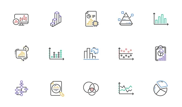 Diagram Och Grafer Linje Ikoner Infochart Blockdiagram Och Algoritm Presentation — Stock vektor