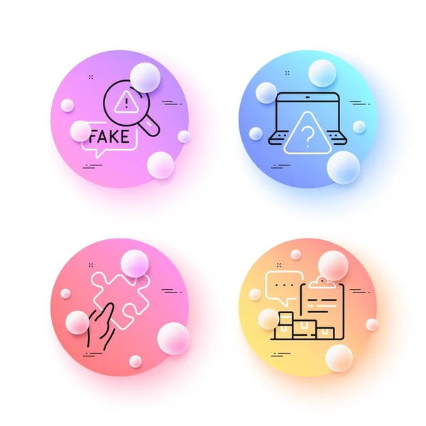 Puzzle Fake News Inventory Report Minimal Line Icons Spheres Balls — Stock Vector