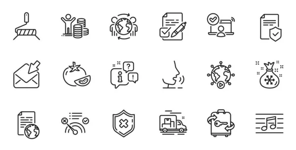 Outline Set Van Weigering Bescherming Santa Zak Verzekering Lijn Pictogrammen — Stockvector