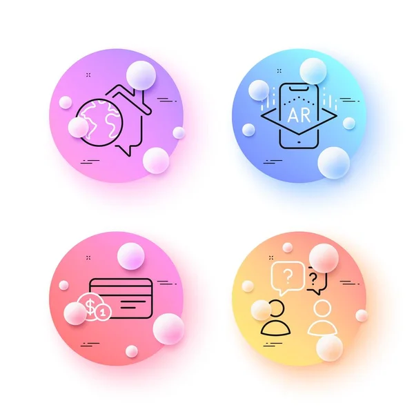 Работа Дома Дополненная Реальность Способ Оплаты Минимальные Значки Линии Шаров — стоковый вектор