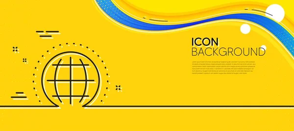 グローブラインアイコン 要旨黄色の背景 世界や地球の標識 世界的なインターネットシンボル 最小限の地球線アイコン 波のバナーの概念 ベクトル — ストックベクタ