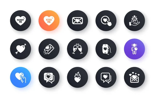 Minimalny Zestaw Love Button Friends Czatują Płaskie Ikony Tworzenia Stron — Wektor stockowy