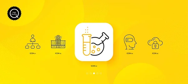 Weariness Chemistry Lab Hospital Building Minimal Line Icons Yellow Abstract — Stock Vector