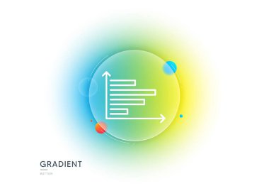 Yatay çizelge simgesi. Gradyan bulanıklık düğmesi ve cam morfizmi. Sütun işareti. Piyasa analizi sembolü. Şeffaf cam tasarımı. Yatay çizelge simgesi. Vektör