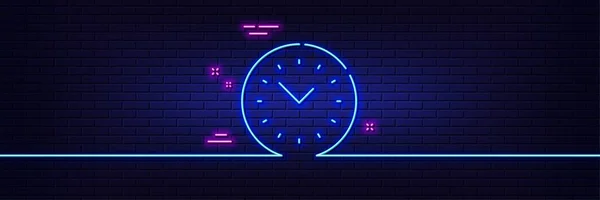 Neonlichteffekt Zeitsystem Symbol Uhrenzeichen Uhrensymbol Linie Neon Glühen Symbol Banner — Stockvektor