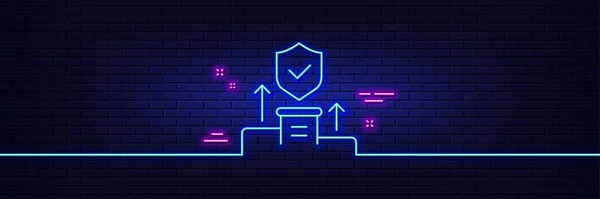 Neon Ljus Glöd Effekt Säkerhetstjänstens Ikon Cyberförsvarsskylt Privat Skyddssymbol Linje — Stock vektor