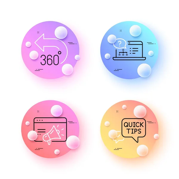 Quick Tips Online Help Seo Marketing Minimal Line Icons Spheres — Stock Vector