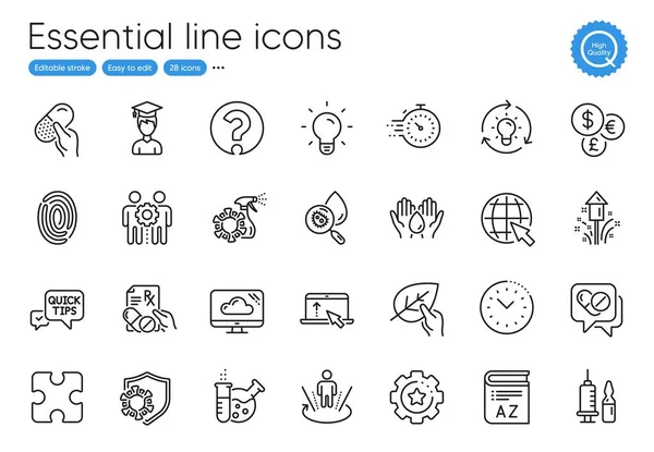 Prescrição Medicamentos Ponto Interrogação Ícones Linha Orgânicos Testados Coleção Laboratório — Vetor de Stock