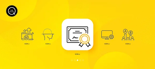 Teste Internet Configurações Monitor Ícones Linha Mínimos Fundo Abstrato Amarelo — Vetor de Stock