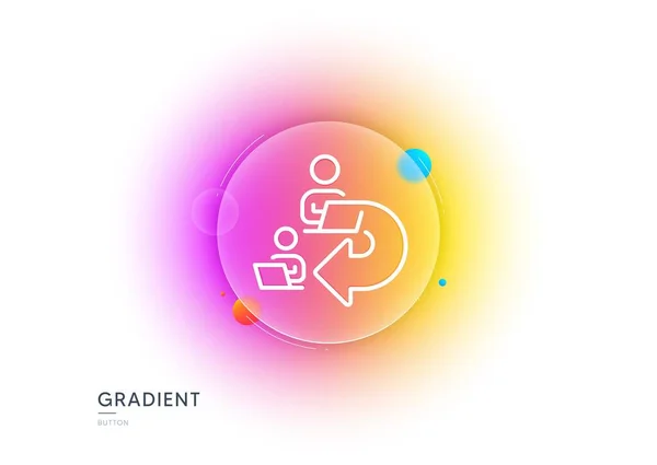 Déléguer Icône Ligne Travail Bouton Flou Dégradé Avec Glassmorphisme Travail — Image vectorielle