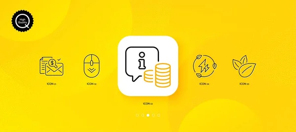 Info Organic Product Scroll Minimal Line Icons Żółte Abstrakcyjne Tło — Wektor stockowy