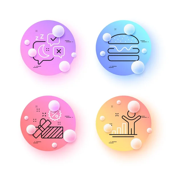 Sale Winner Sleep Minimal Line Icons Spheres Balls Buttons Burger — Stock Vector