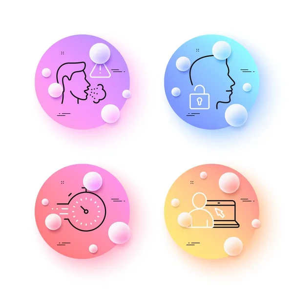 Online Education Unlock System Cough Minimal Line Icons Spheres Balls — Stock Vector