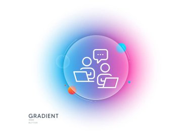 Takım çalışması simgesi. Gradyan bulanıklık düğmesi ve cam morfizmi. Uzaktan ofis işareti. Takım çalışanları sembolü. Şeffaf cam tasarımı. Takım çalışması simgesi. Vektör