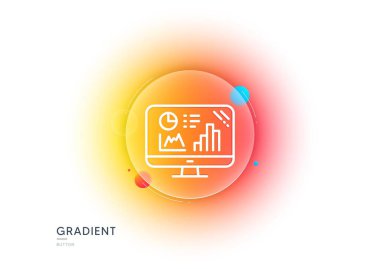 Analitik grafik çizgisi simgesi. Gradyan bulanıklık düğmesi ve cam morfizmi. Sütun çizelgesi işareti. Büyüme diyagramı sembolü. Şeffaf cam tasarımı. Analitik grafik çizgisi simgesi. Vektör