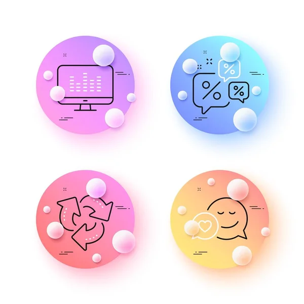Reciclar Citas Descuentos Chat Iconos Línea Mínima Esferas Botones Bolas — Archivo Imágenes Vectoriales