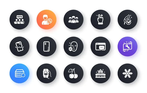 Minimalny Zestaw Pokrywy Smartfona Wiśni Ekranu Dotykowego Gestu Płaskie Ikony — Wektor stockowy
