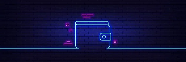 Neon Fényeffektus Pénztárca Ikon Készpénz Szimbólum Fizetési Mód Jel Neonfényű — Stock Vector