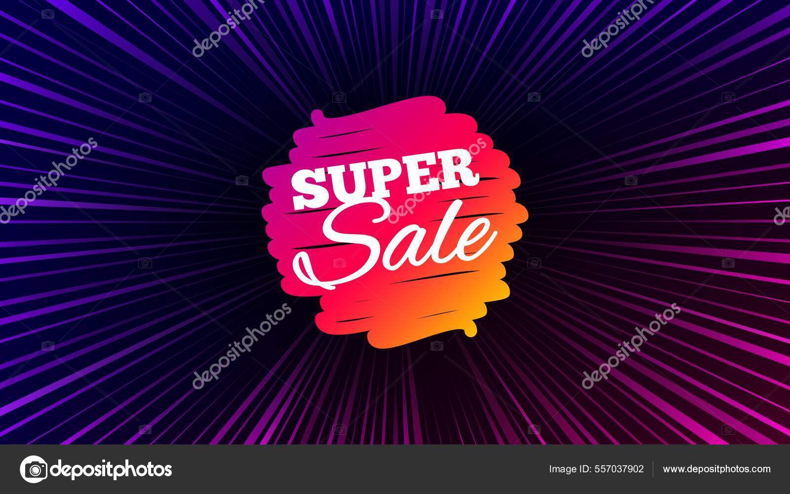 Sunburst Ray Beam Banner Super Sale Banner Discount Sticker Shape Stock