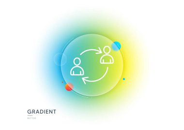 Takım çalışması simgesi. Gradyan bulanıklık düğmesi ve cam morfizmi. Kullanıcı iletişimi ya da insan kaynakları. Profil Avatar işareti. İnsan silueti sembolü. Şeffaf cam tasarımı. Vektör