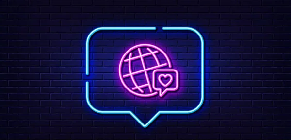 Neon Light Speech Bubble Friends World Line Icon Friendship Love — Stock Vector