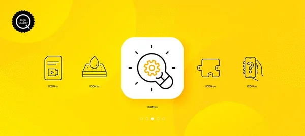 Plik Wideo Pomoc Aplikacji Innowacje Minimalne Ikony Linii Żółte Abstrakcyjne — Wektor stockowy