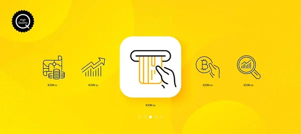 Schatzkarte Datenanalyse Und Kreditkartensymbole Gelber Abstrakter Hintergrund Bitcoin Zahlen Nachfragekurve — Stockvektor