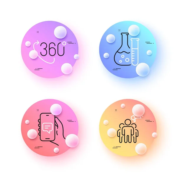 Chemielabor Chat App Und 360 Grad Minimallinie Symbole Kugeln Oder — Stockvektor