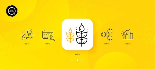 化学式 医療カレンダーとアイデア最小限のラインアイコン 黄色の抽象的な背景 グルテンフリー ユーロレートのアイコン Web アプリケーション 印刷用 ベクトル — ストックベクタ