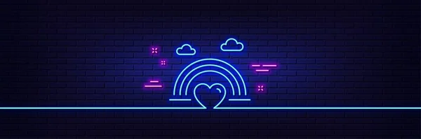 Neonlichteffekt Lgbt Zeilensymbol Stolzer Regenbogen Mit Herzzeichen Symbol Für Geschlechtsspezifische — Stockvektor