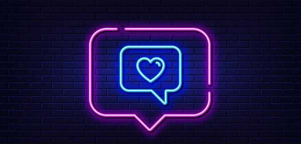 Neon Light Speech Bubble Heart Speech Bubble Line Icon Love — Stock Vector
