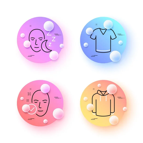 T恤和健康皮肤极小线图标 3D球或球按钮 胡迪图标 用于网络 做梦的脸 短袖衬衫 干净的脸 时尚运动衫 — 图库矢量图片