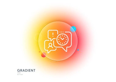 Zaman yönetimi çizgisi simgesi. Gradyan bulanıklık düğmesi ve cam morfizmi. Saat işareti. Sembol izle. Şeffaf cam tasarımı. Zaman yönetimi çizgisi simgesi. Vektör