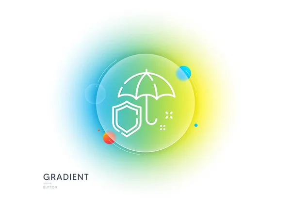 Paraplu Lijn Icoon Gradiënt Vervagen Knop Met Glasmorfisme Regen Verdedigingsbord — Stockvector