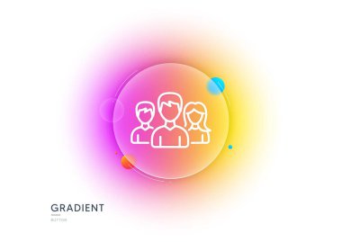 Grup çizgisi simgesi. Gradyan bulanıklık düğmesi ve cam morfizmi. Kullanıcılar ya da takım çalışması işareti. Erkek ve kadın silueti sembolü. Şeffaf cam tasarımı. Takım çalışması simgesi. Vektör