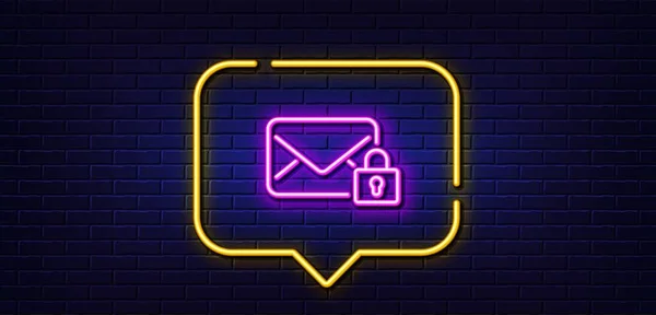 Bolha Fala Luz Néon Ícone Linha Secure Mail Mensagem Privada — Vetor de Stock