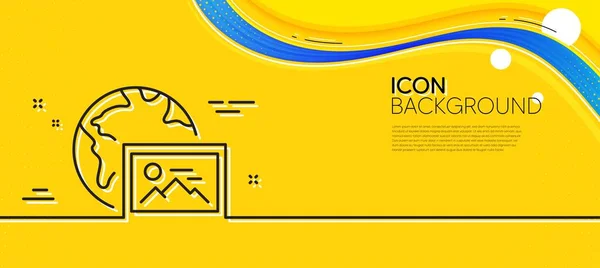 Ikona Internetowej Linii Zdjęć Streszczenie Żółtego Tła Znak Miniatury Obrazu — Wektor stockowy