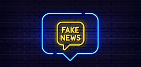 Neonlicht Sprechblase Fake News Ikone Propaganda Chat Zeichen Für Verschwörung — Stockvektor